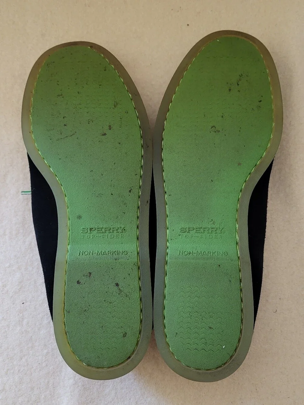 Sperry Top-Sider Men's Size 12 Blue Suede Loafers Green Tie & Soles